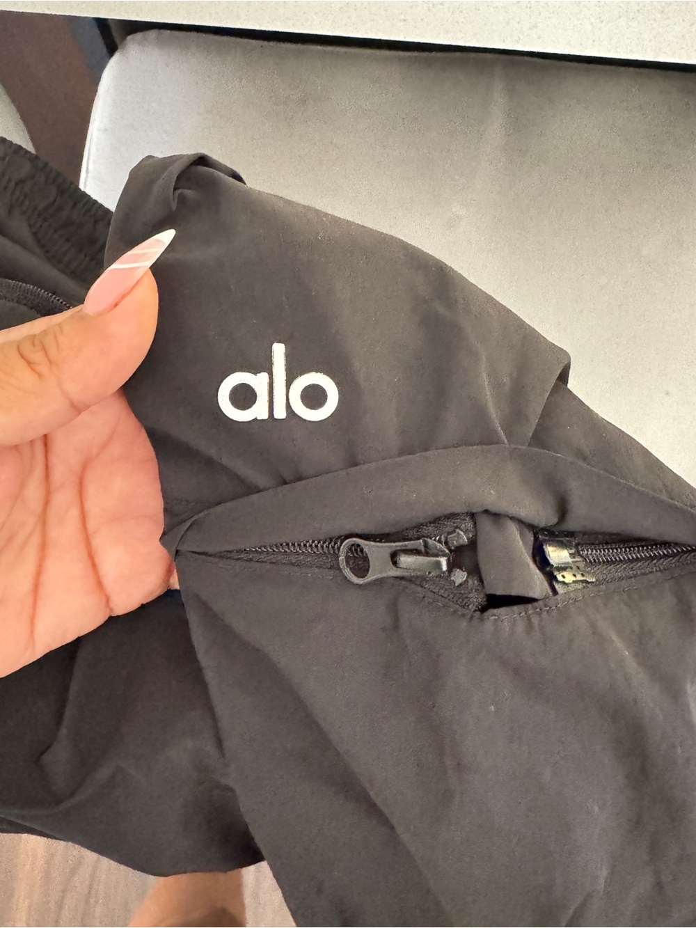 ALO Yoga Black Nylon Active Shorts with Logo Tag